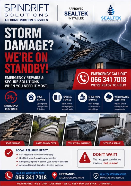 Storm damage repairs Hermanus